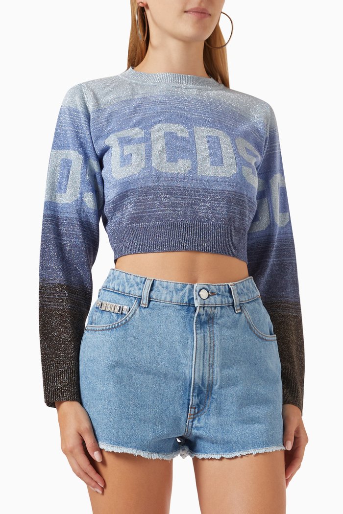 

Lurex Degrade Crop Sweater in Knit, Black