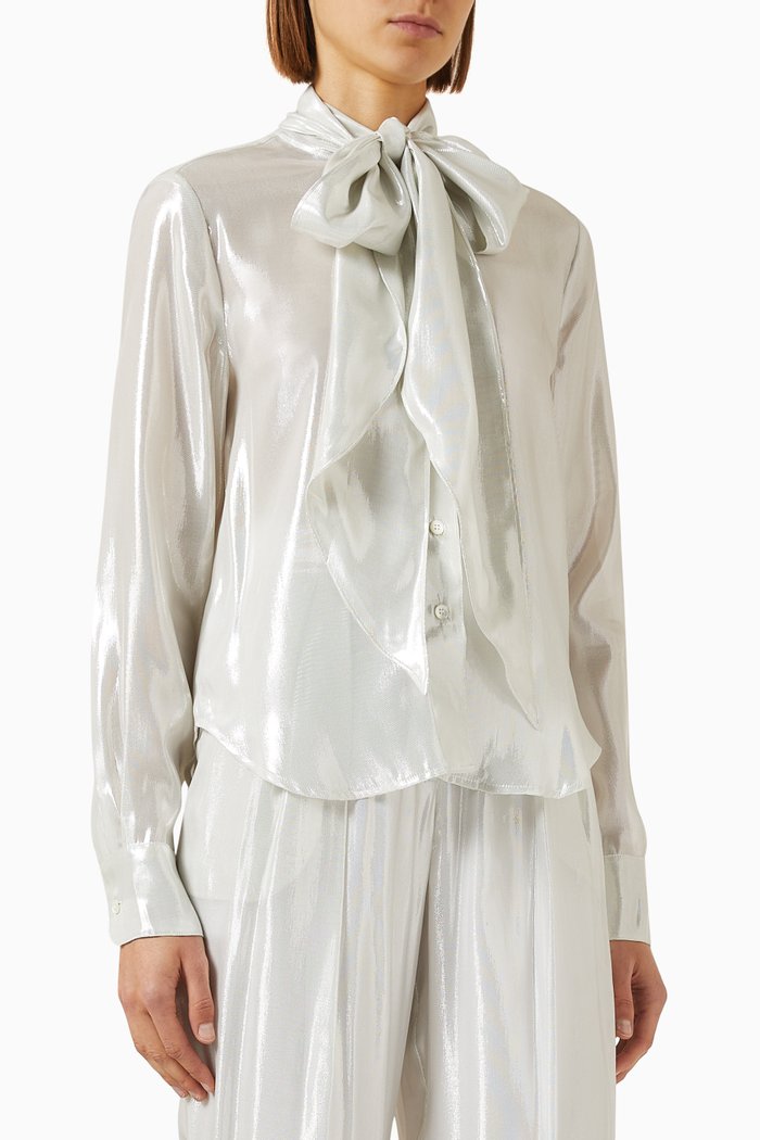 

Maryn Scarf Blouse in Silk-blend, Silver