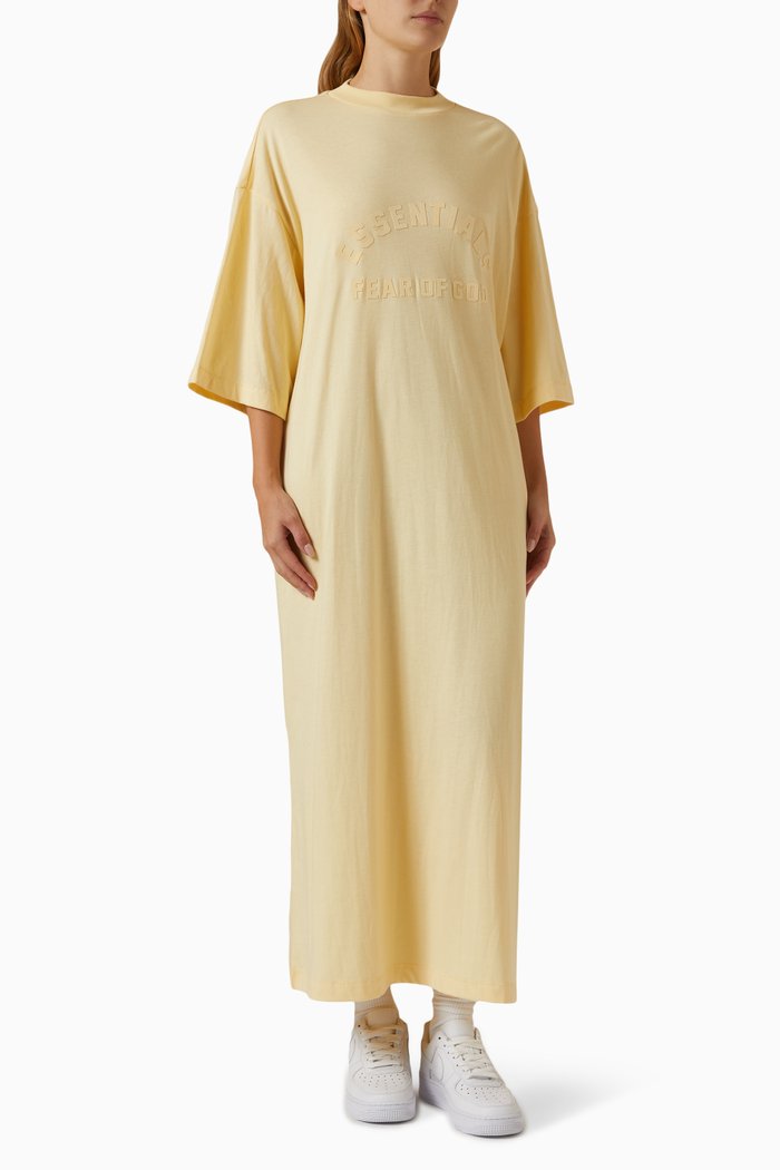 

Essentials 3/4 Sleeve Dress in Cotton-blend Jersey, Yellow