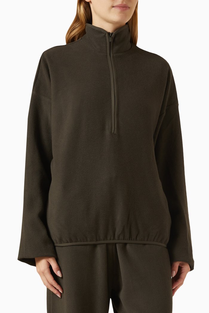 

Half-zip Mockneck Sweatshirt in French Terry, Black