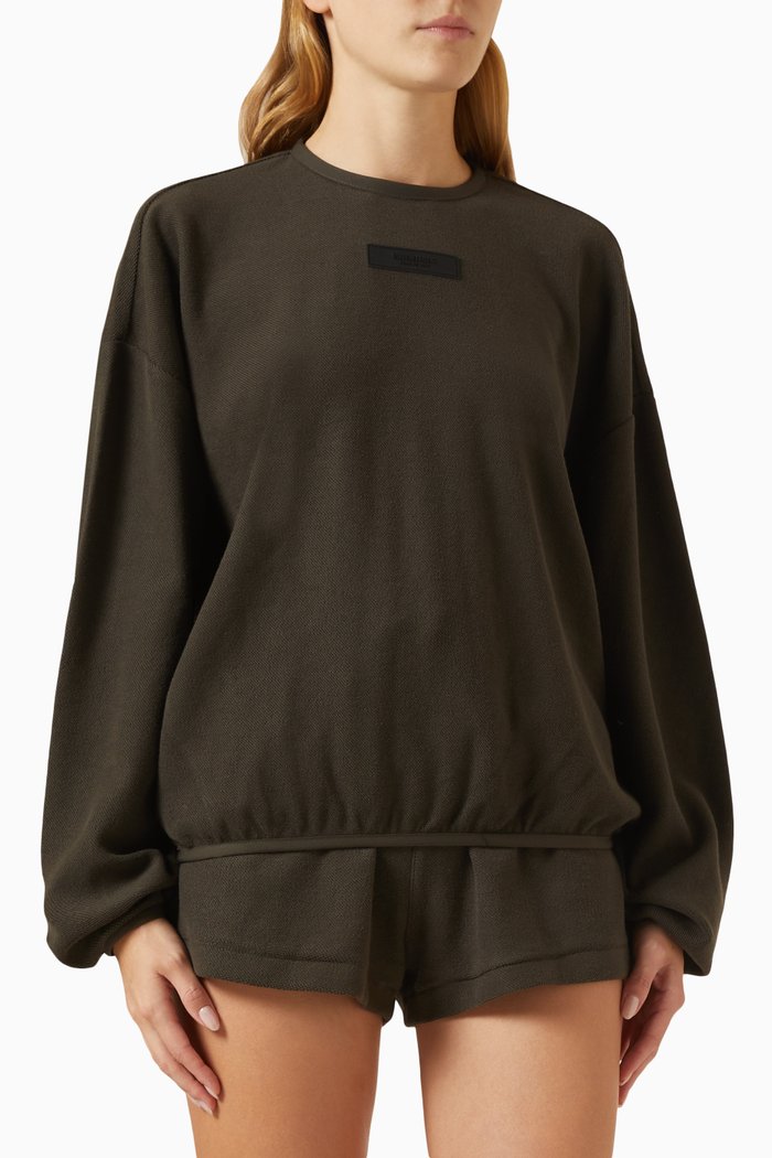 

Crewneck Sweater in French Terry, Black