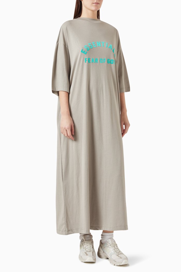 3/4 Sleeve Dress in Jersey, Grey