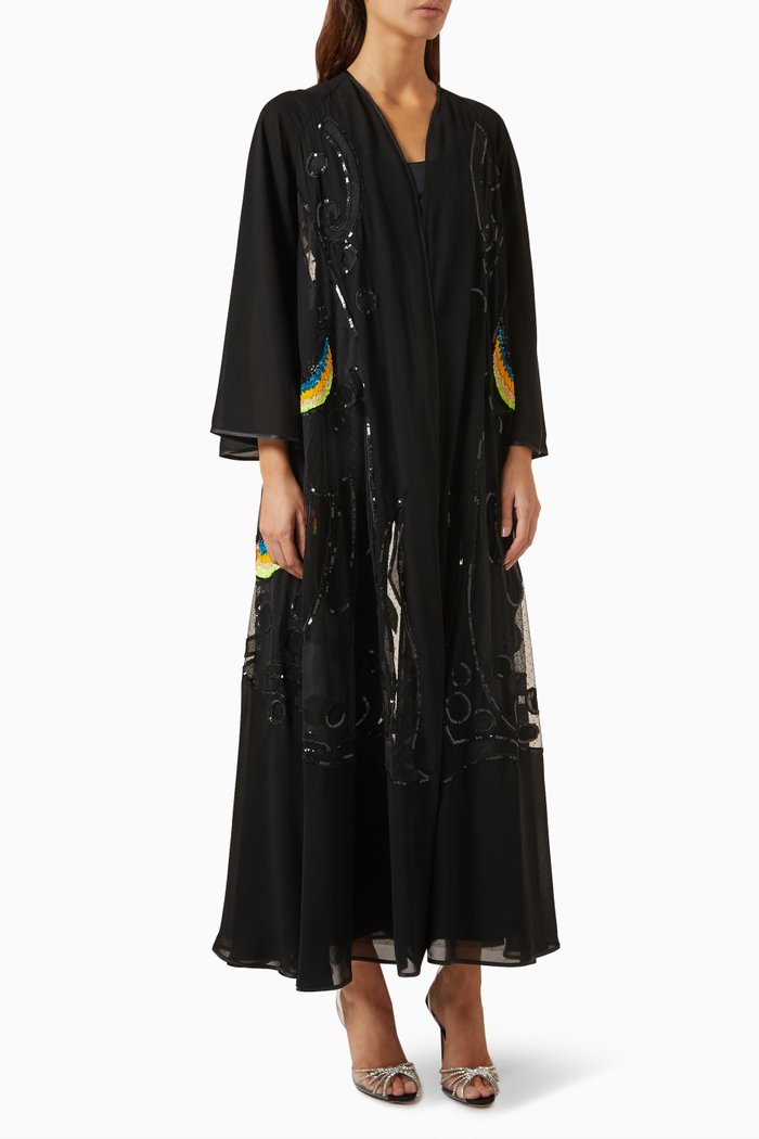 

Sequin-embellished Abaya, Black