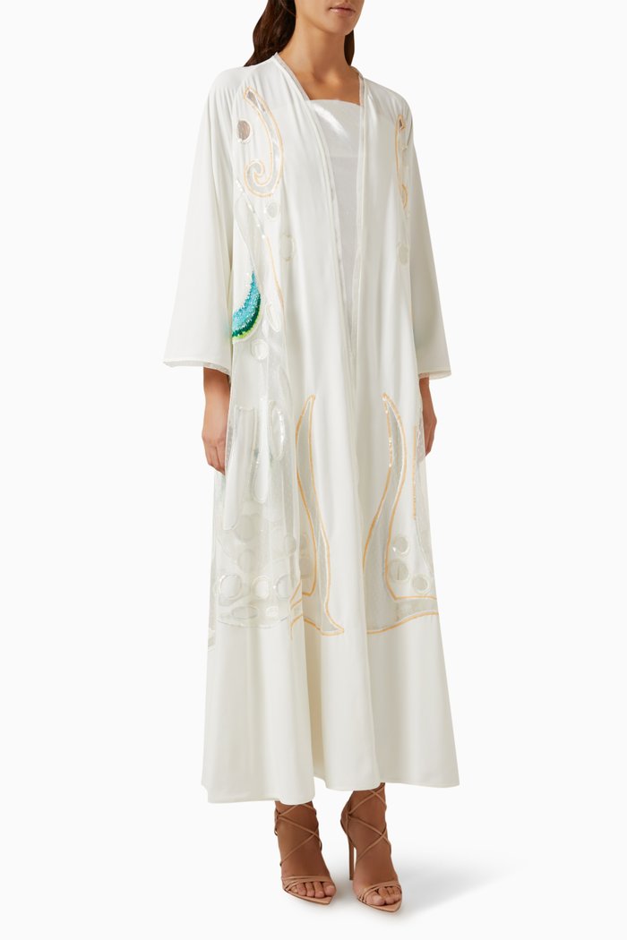 

Sequin-embellished Abaya, White