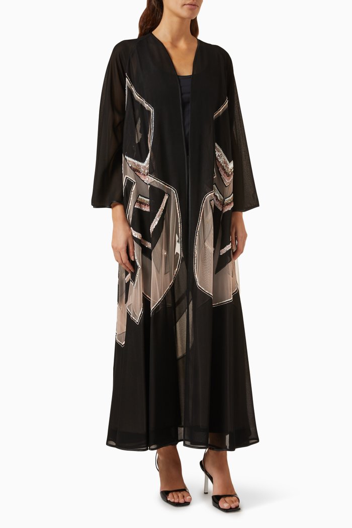 

Sequin-embellished Abaya, Black