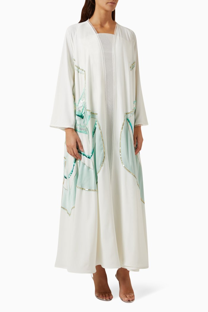 

Sequin-embellished Abaya, White