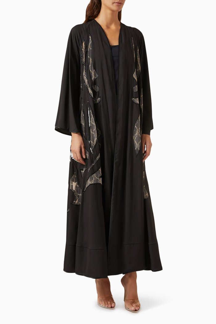 

Sequin-embellished Abaya, Black