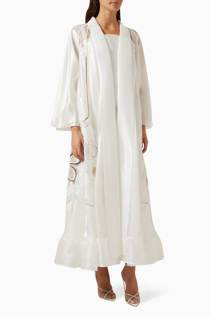 

Sequin-embellished Abaya, White