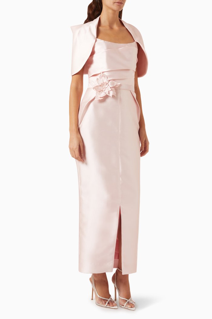 

Sculptural Floral Appliqué Dress, Pink