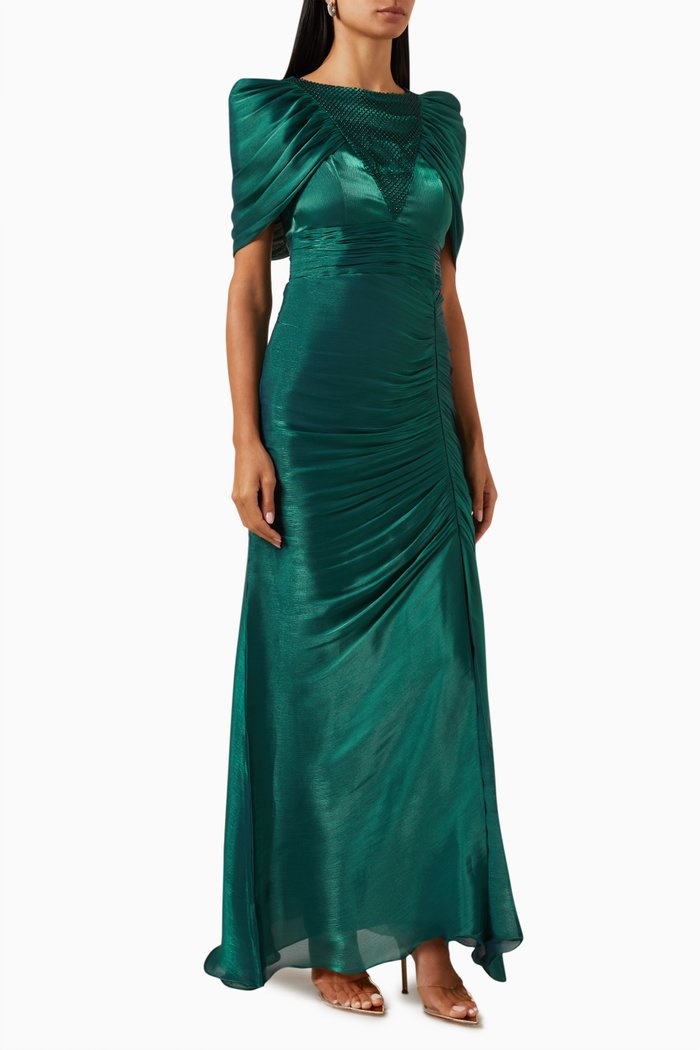 

Padded Shoulder Gown, Green