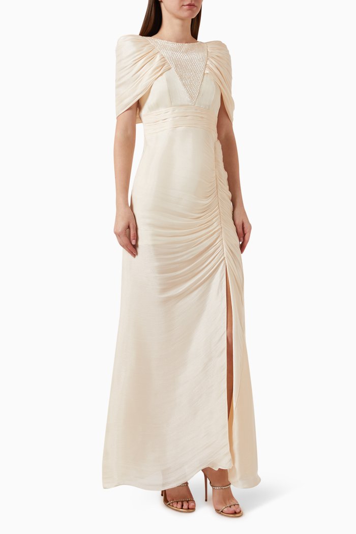 

Padded Shoulder Gown, White
