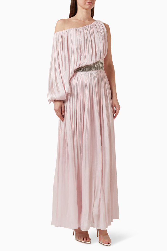 

Off-shoulder Belted Gown, Pink