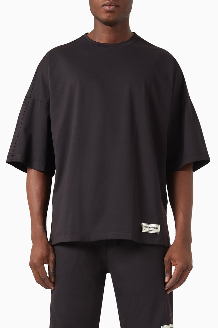 

Exaggerated-sleeve T-shirt in Light Softskin100©, Black