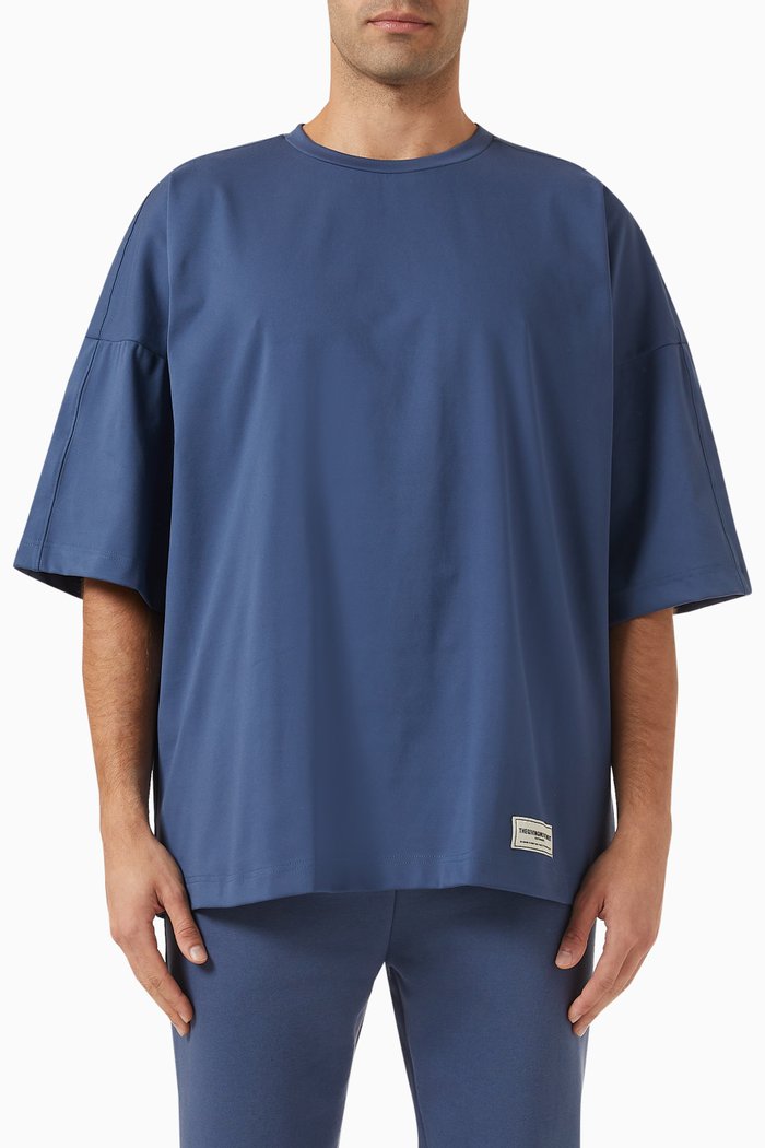

Exaggerated-sleeve T-shirt in Light Softskin100©, Blue