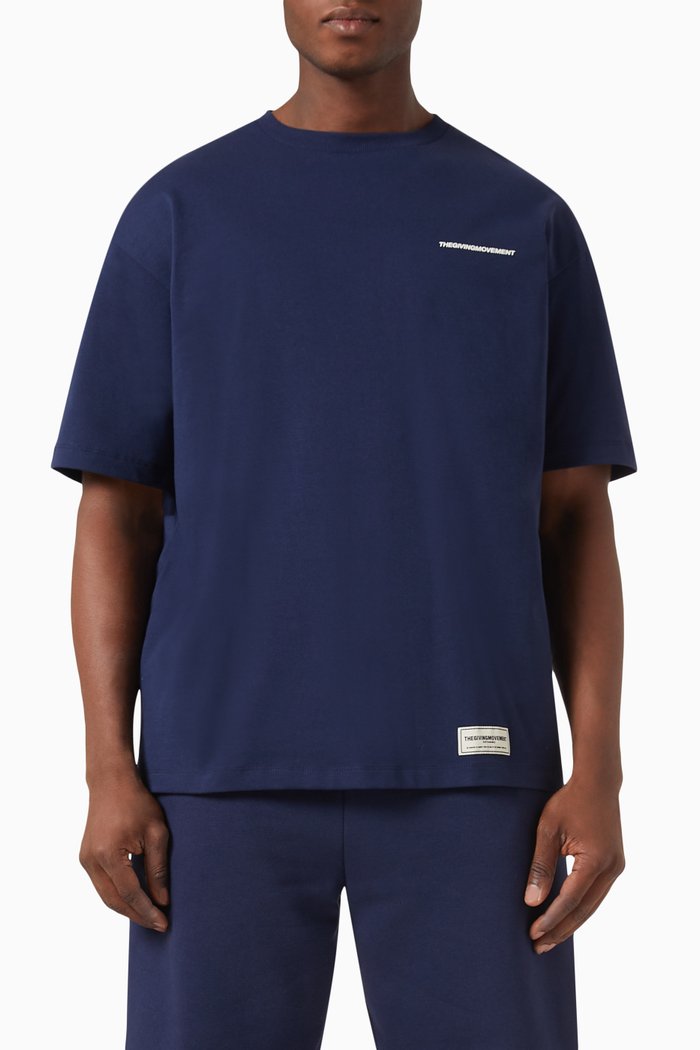 Bold-print T-shirt in COTTONSEY100©, Blue