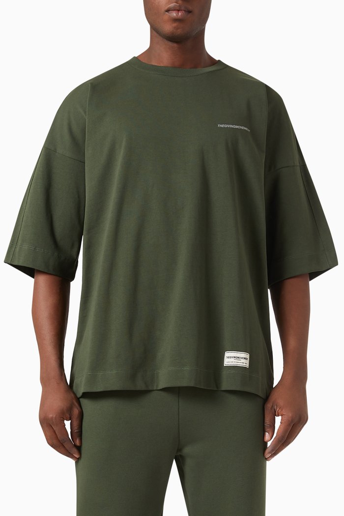 

Super-oversized Reflective Exaggerated-sleeve T-Shirt in COTTONSEY100©, Neutral