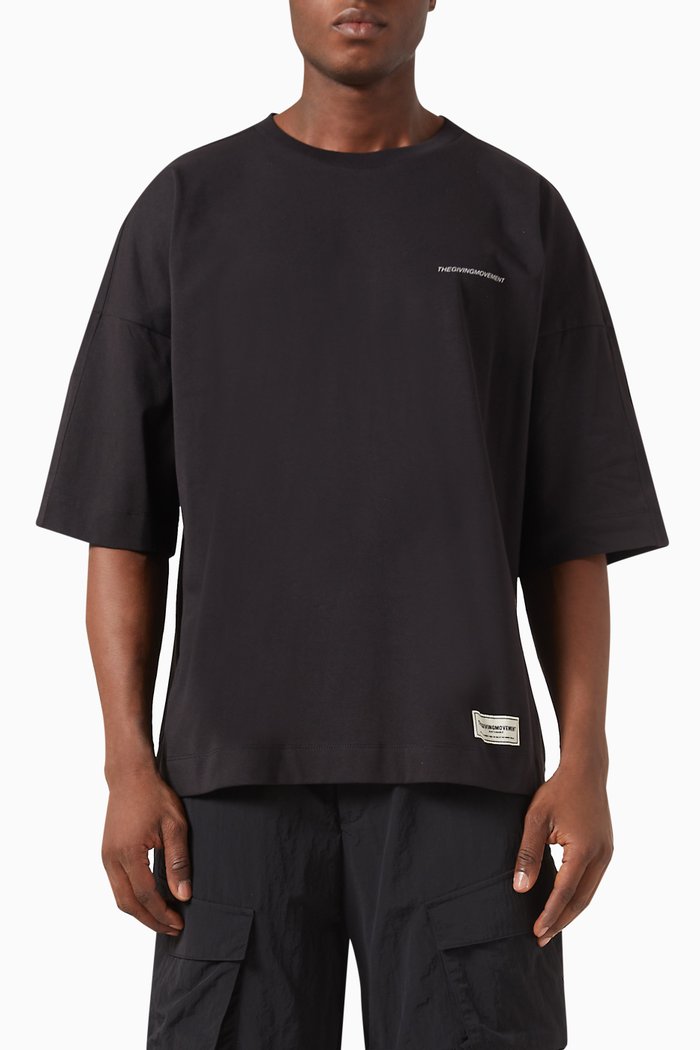 

Super-oversized Reflective Exaggerated-sleeve T-Shirt in COTTONSEY100©, Black