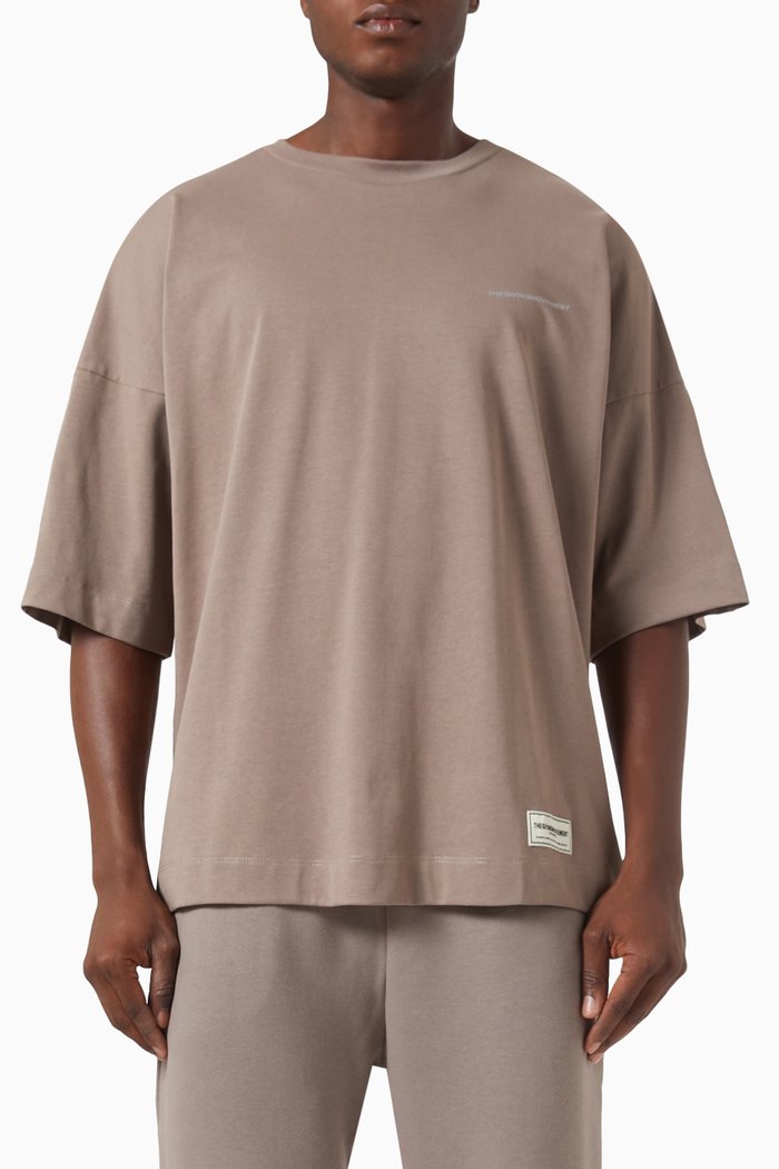 

Super-oversized Reflective Exaggerated-sleeve T-Shirt in COTTONSEY100©, Neutral