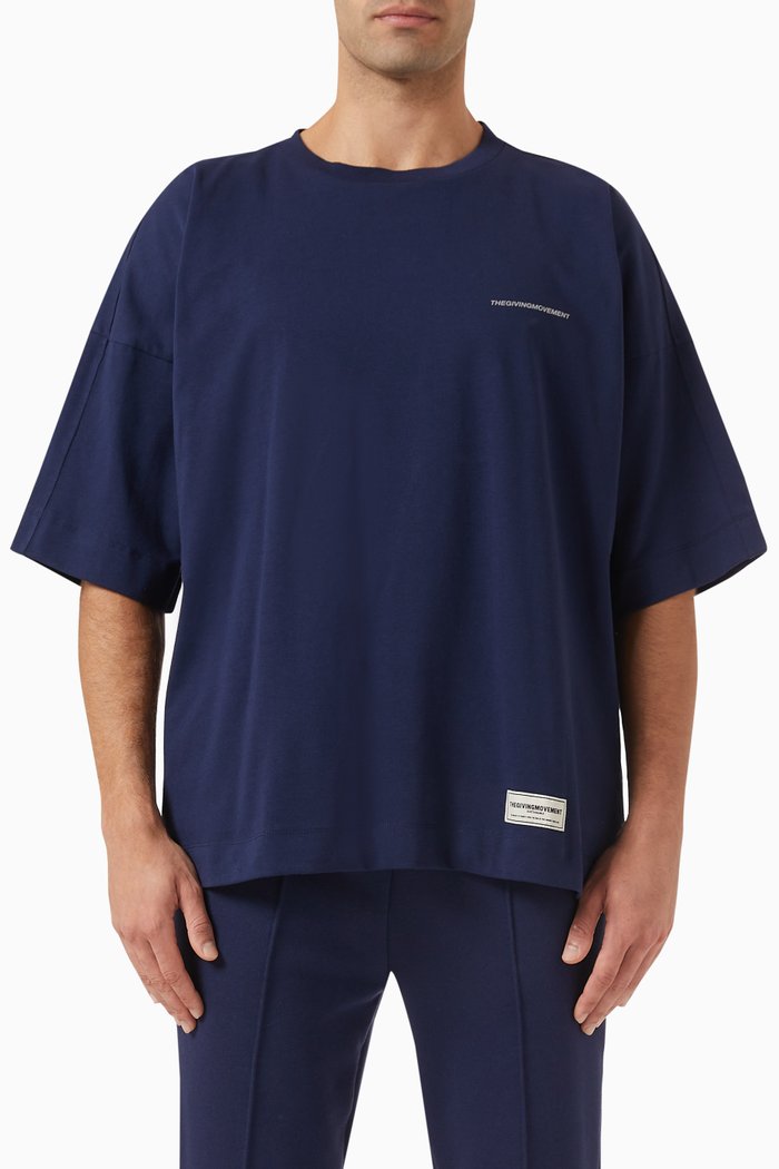

Super-oversized Reflective Exaggerated-sleeve T-Shirt in COTTONSEY100©, Blue