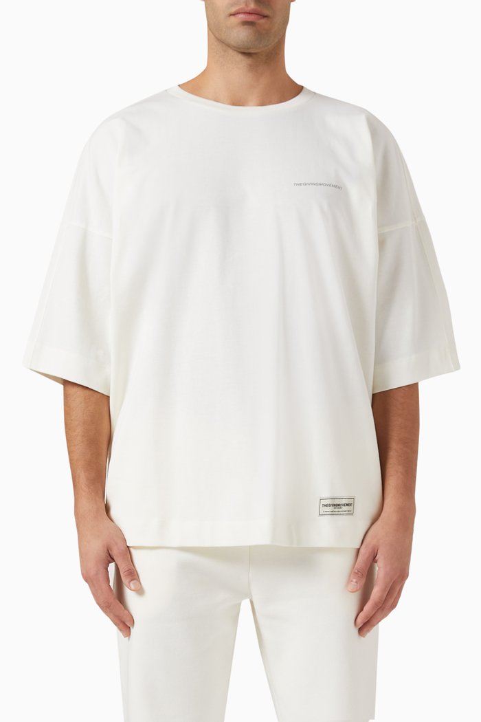 

Super-oversized Reflective Exaggerated-sleeve T-Shirt in COTTONSEY100©, Neutral