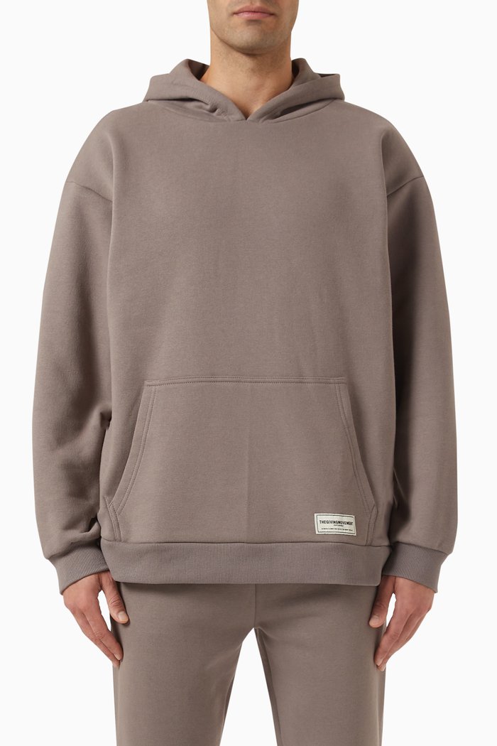

Oversized Logo Hoodie in Organic Cotton Blend, Neutral