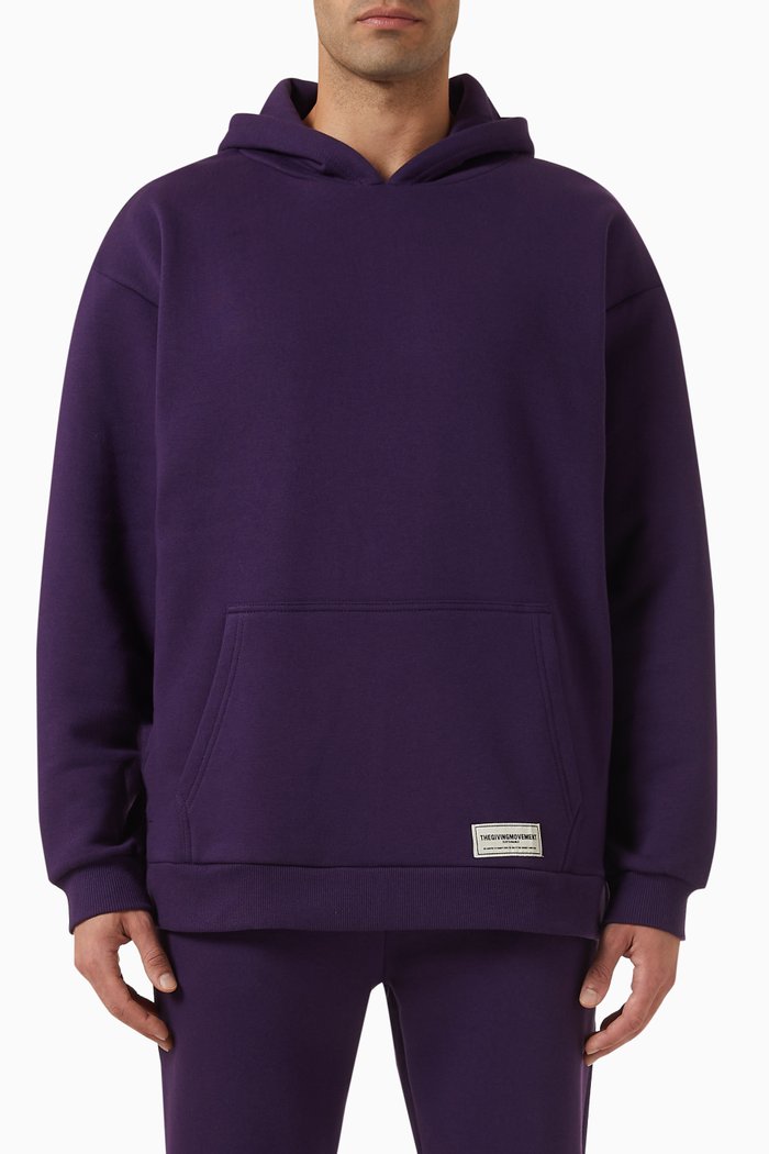 

Oversized Logo Hoodie in Organic Cotton Blend, Purple