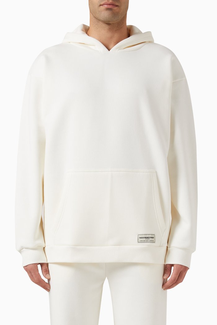 

Oversized Logo Hoodie in Organic Cotton Blend, Neutral