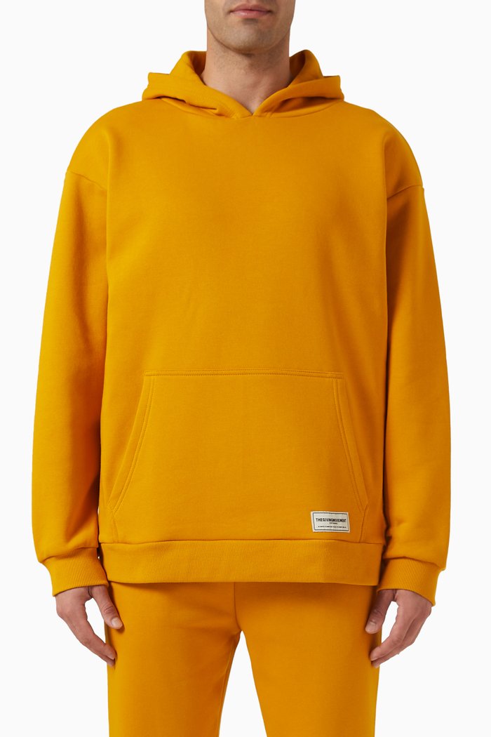 

Oversized Logo Hoodie in Organic Cotton Blend, Yellow