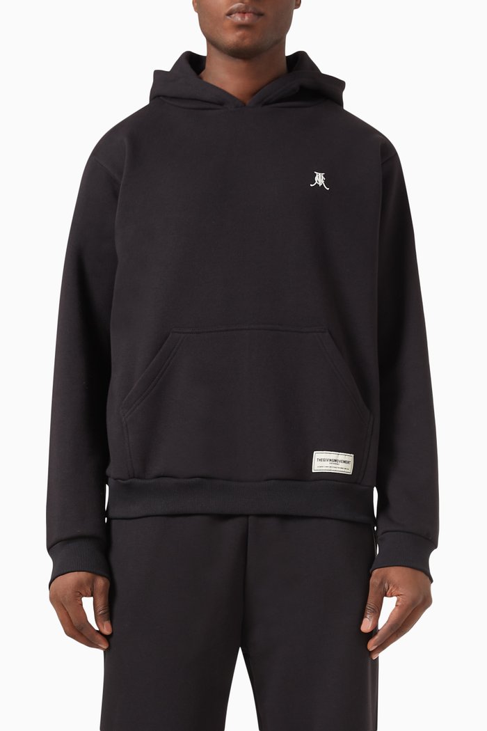 

Regular-fit Hoodie in Organic Cotton Blend, Black