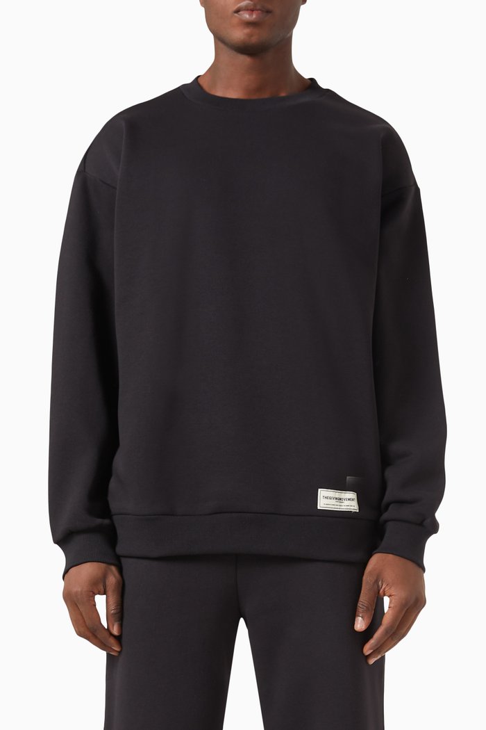 

Oversized Logo Sweatshirt in Organic Cotton Blend, Black