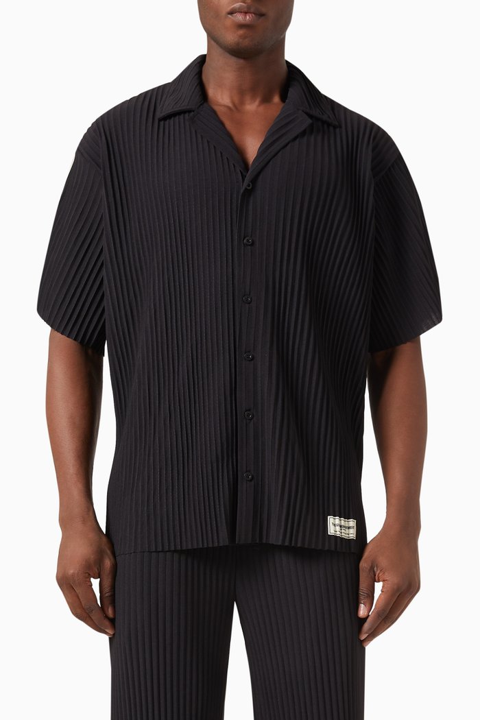 

Short-sleeved Shirt in PLISSE100©, Black