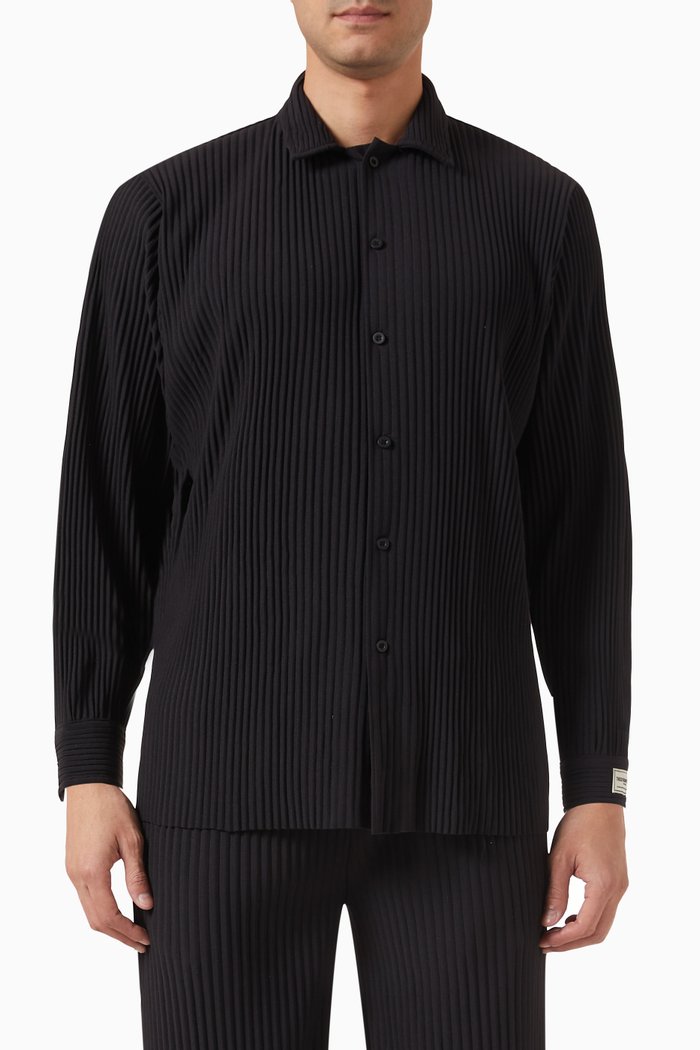 

Long-sleeved Shirt in PLISSE100©, Black