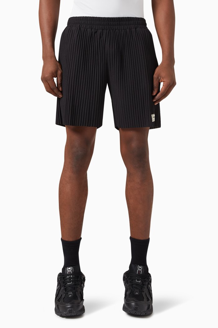 Logo Shorts in PLISSE100©, Black