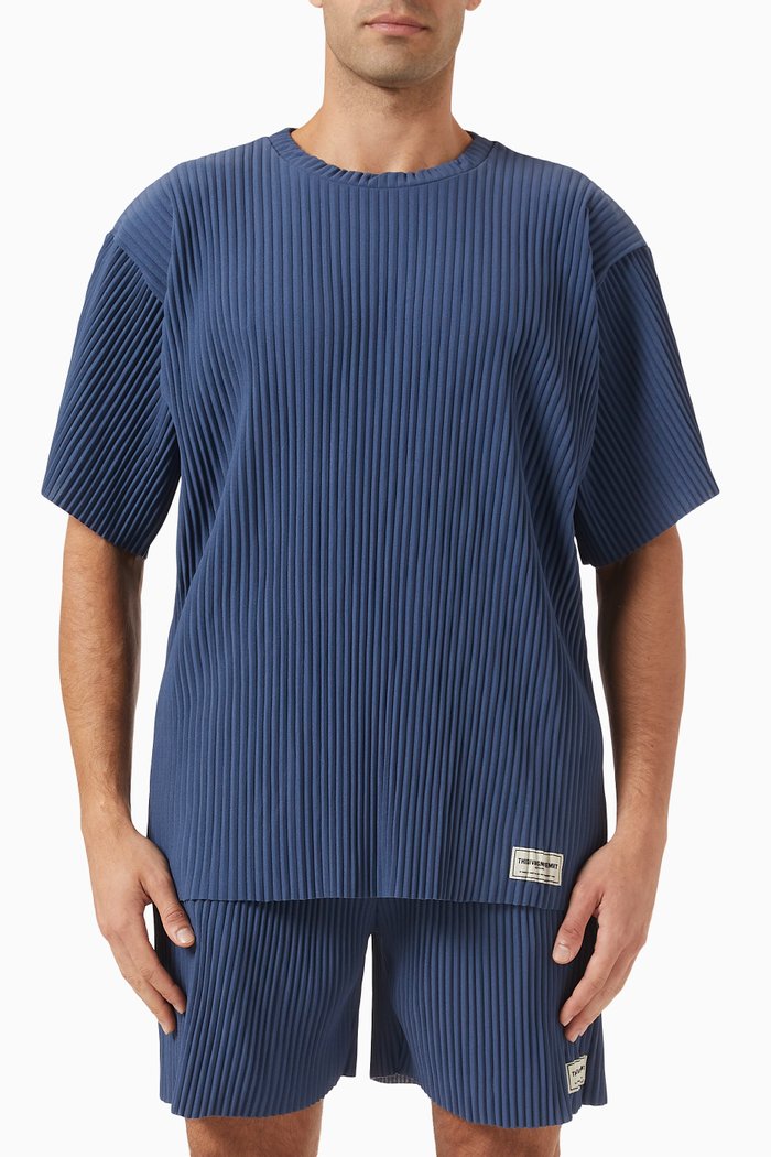 Logo T-shirt in PLISSE100©, Blue