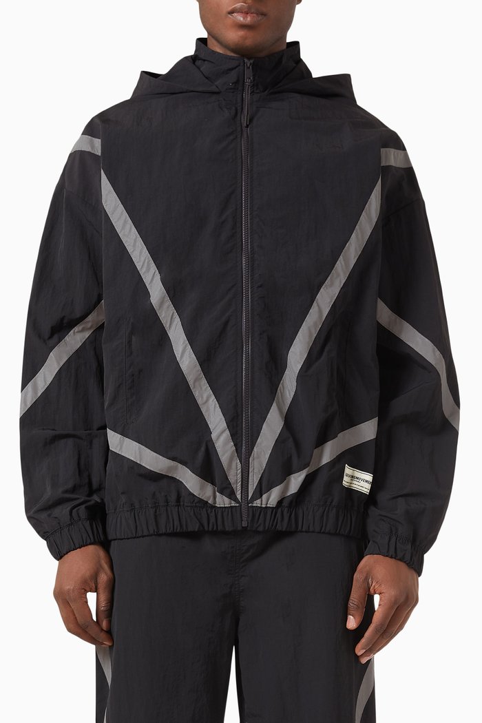 

Reflective-strips Hooded Jacket in RE-SHELL100©, Black