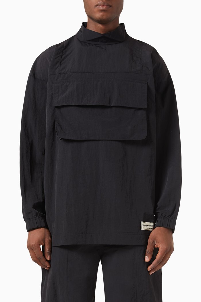 

Pocket Long Windbreaker in RE-SHELL100©, Black