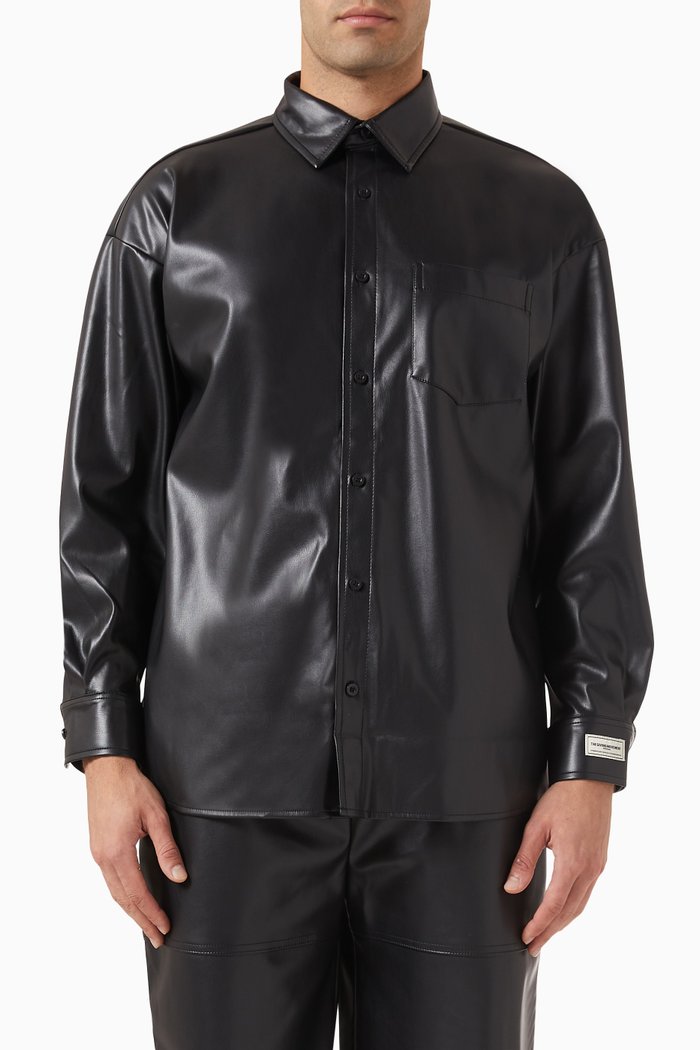 

Oversized Shirt in PLEATHER©, Black