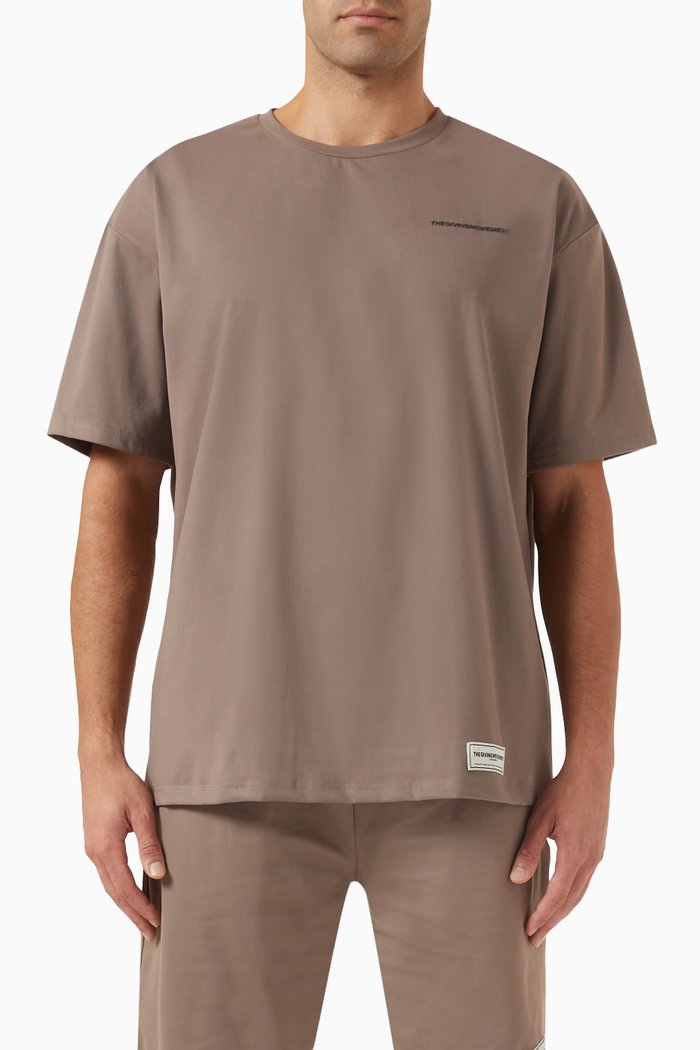 

Global-print Oversized T-shirt in Light Softskin100©, Neutral