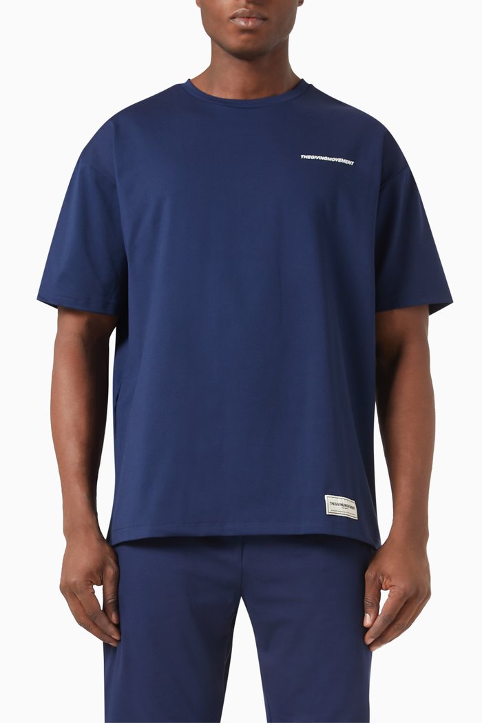 

Global-print Oversized T-shirt in Light Softskin100©, Blue