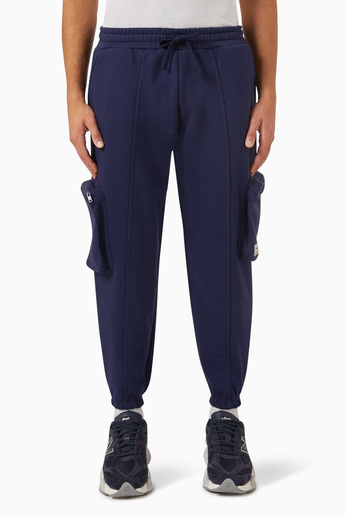 Cargo Joggers in Organic Cotton Blend, Blue