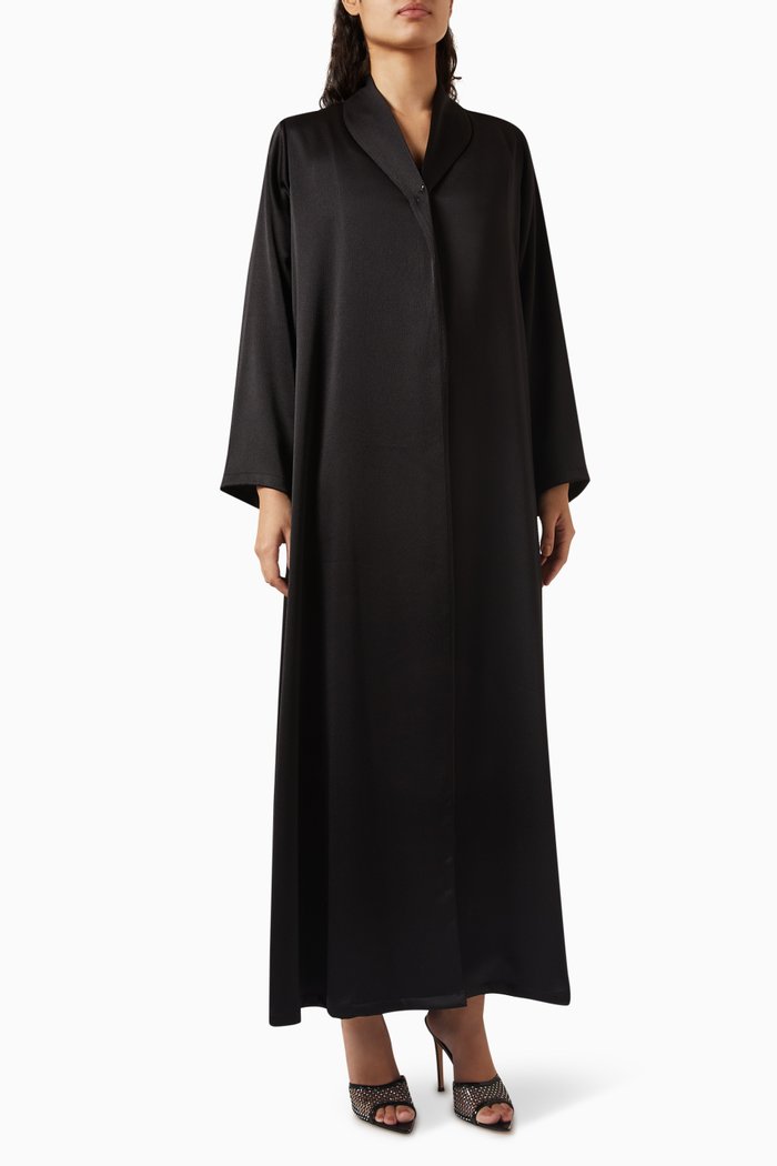 

Zainah-cut Abaya in Dot Line Silk, Black