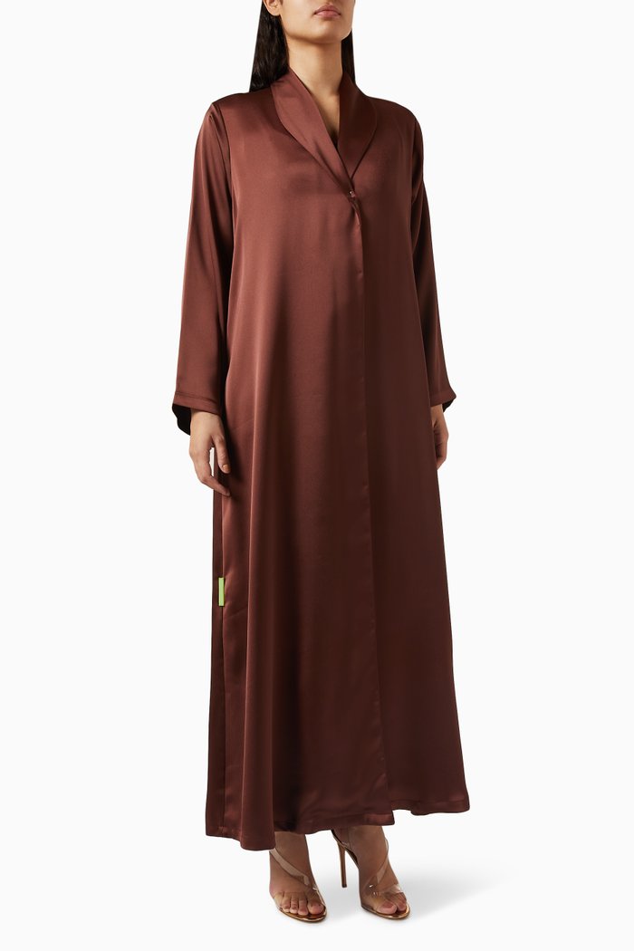 

Zainah-cut Abaya in Satin Silk, Brown
