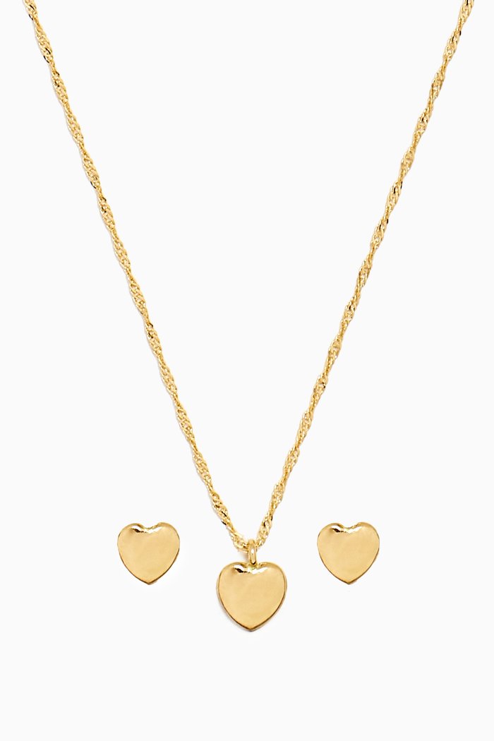 

Heart Earrings & Necklace Set in 18kt Gold