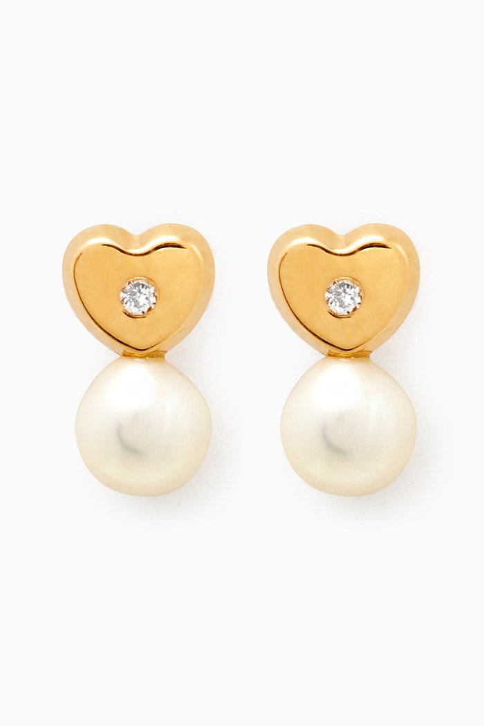 

Heart Diamond & Pearl Earrings in 18kt Gold