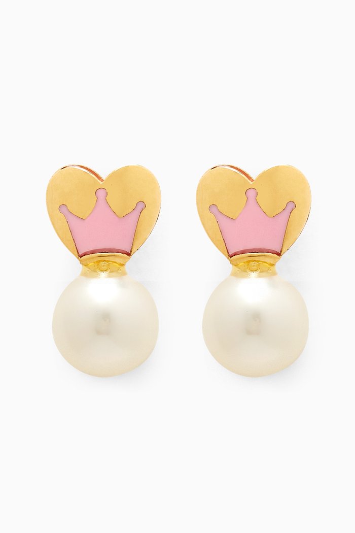 

Heart Pearl & Enamel Earrings in 18kt Gold