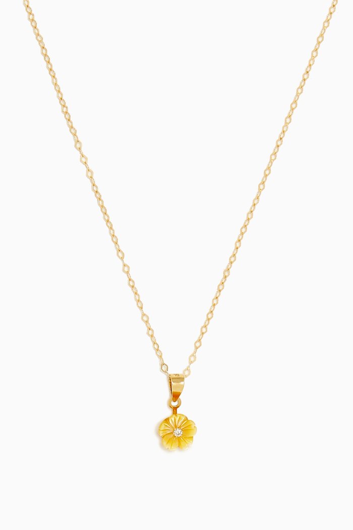 

Floral Diamond & Enamel Pendant Necklace in 18kt Gold