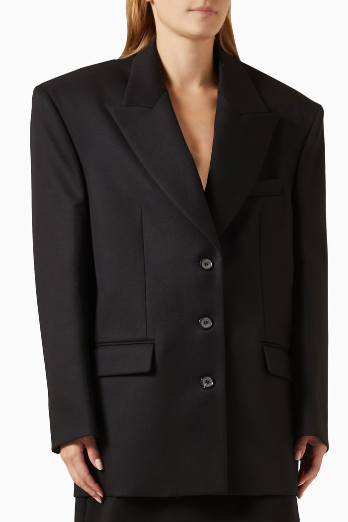 

Classic Oversized Blazer in Wool, Black