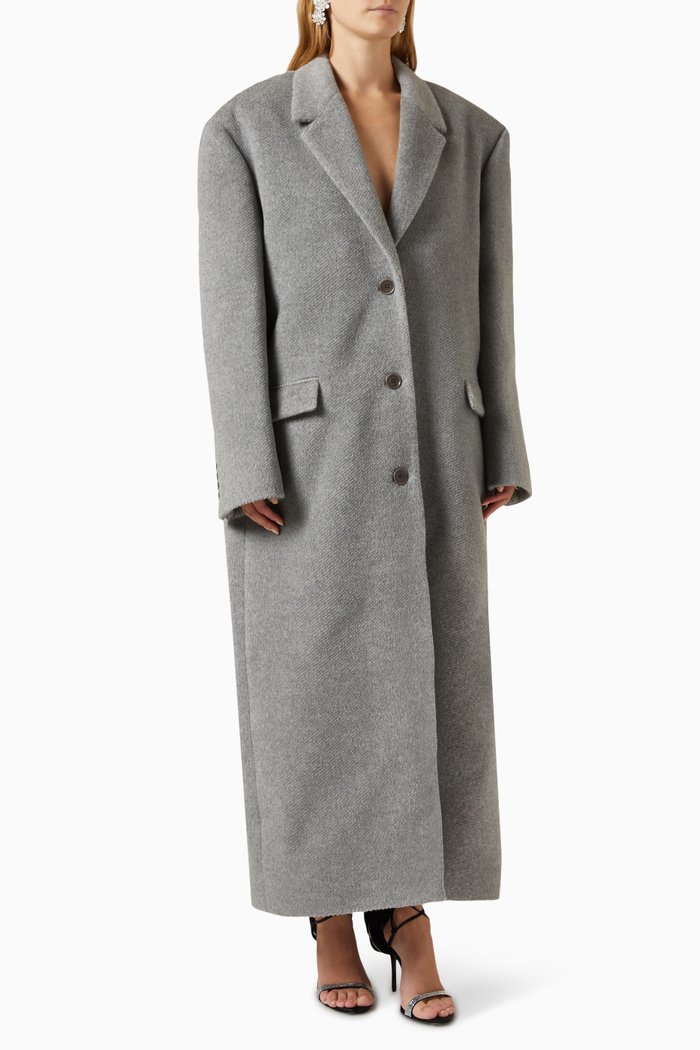 

Long Coat in Wool Blend, Grey