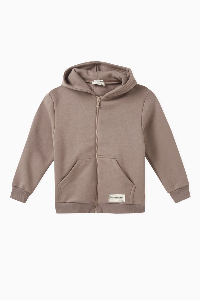 

Logo Zipped Hoodie in Organic Cotton-blend, Neutral