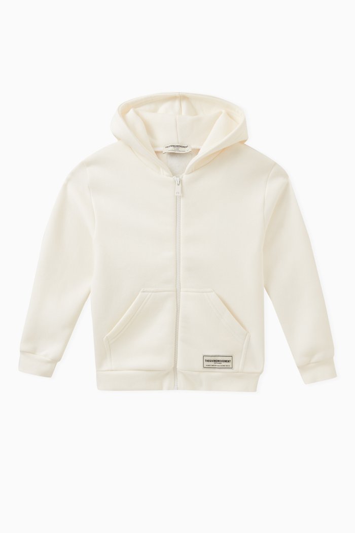 

Logo Zipped Hoodie in Organic Cotton-blend, Neutral